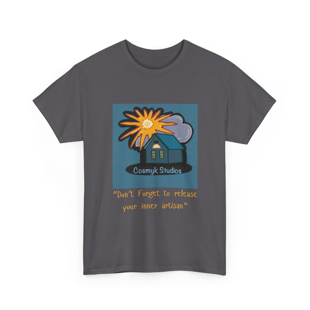 T-Shirt — Cottage Studio Sunset Graphic Tee with 'Don't forget to release your inner artisan' Text