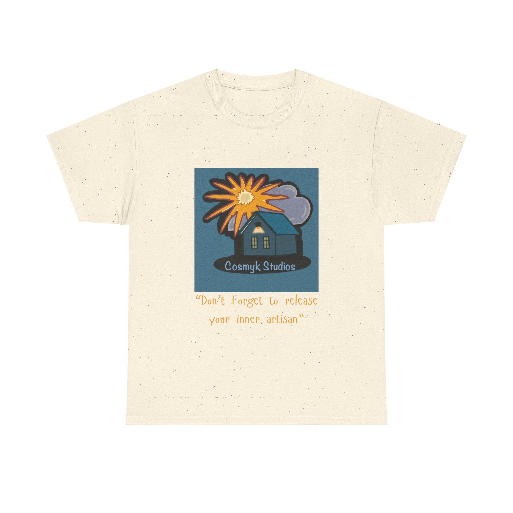 T-Shirt — Cottage Studio Sunset Graphic Tee with 'Don't forget to release your inner artisan' Text