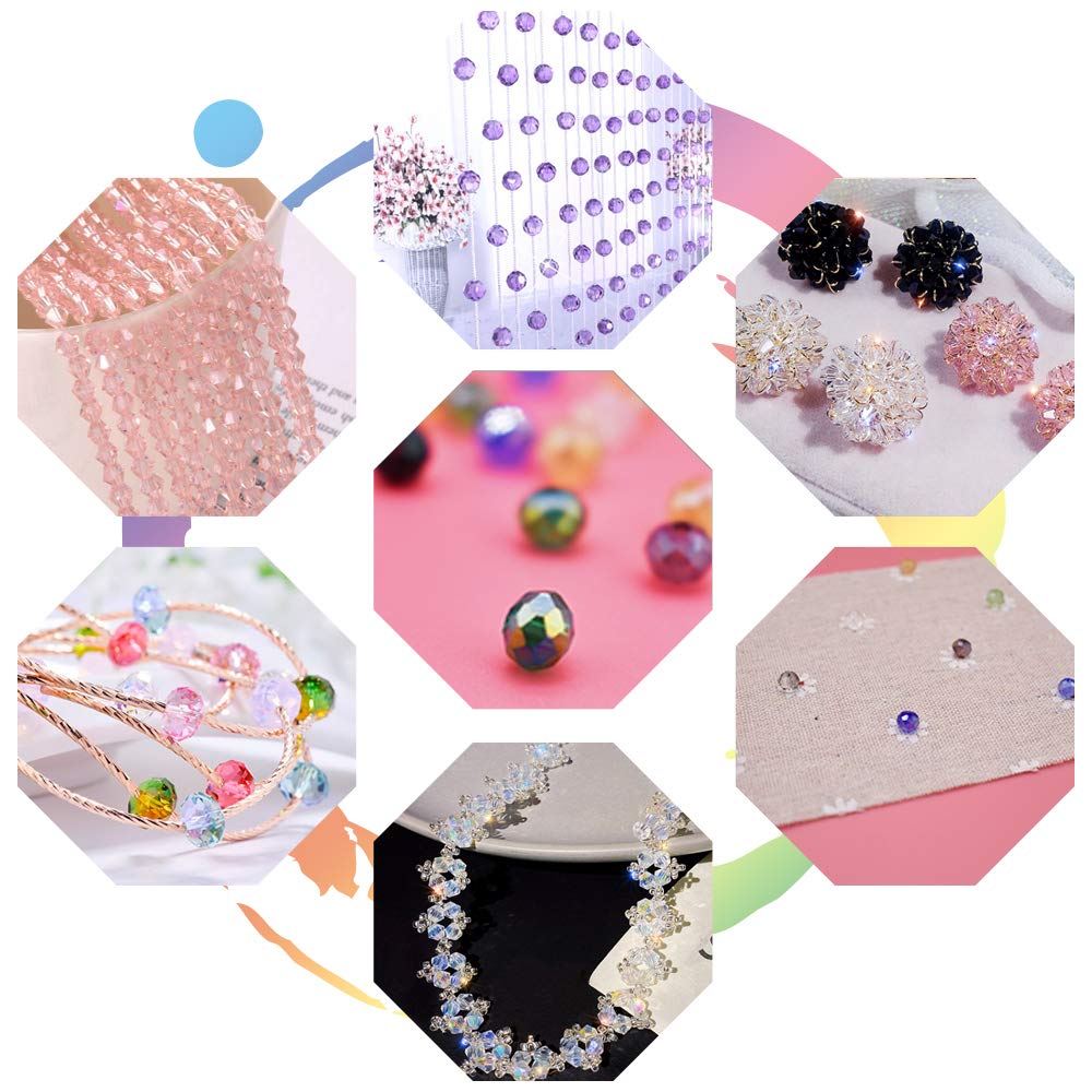 Faceted 1200pcs 6mm Briolette Crystal Glass Beads 24 Colors with Container Box