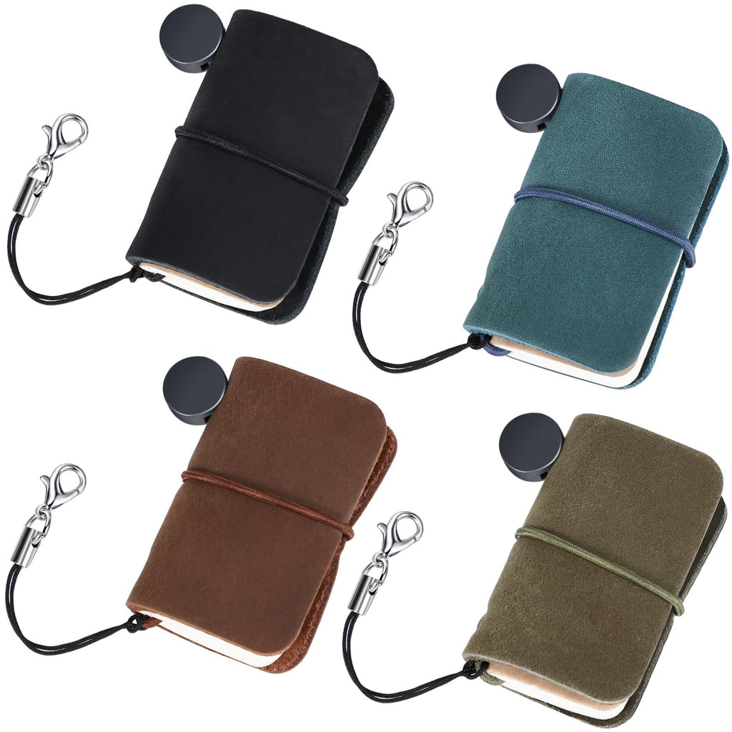 4 Pcs Mini Journal Notebooks Vintage Portable Leather Cover