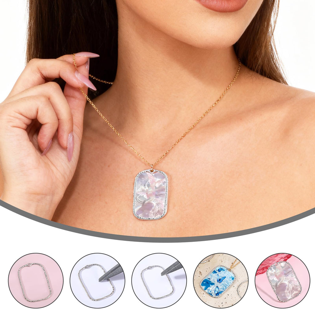DIY Pendants - 48 Pcs Alloy Open Back Bezels  6 Styles