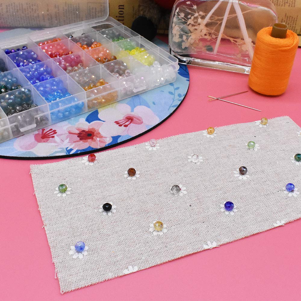 Faceted 1200pcs 6mm Briolette Crystal Glass Beads 24 Colors with Container Box