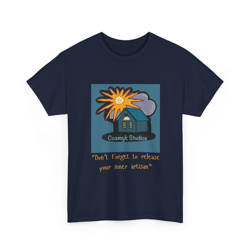T-Shirt — Cottage Studio Sunset Graphic Tee with 'Don't forget to release your inner artisan' Text