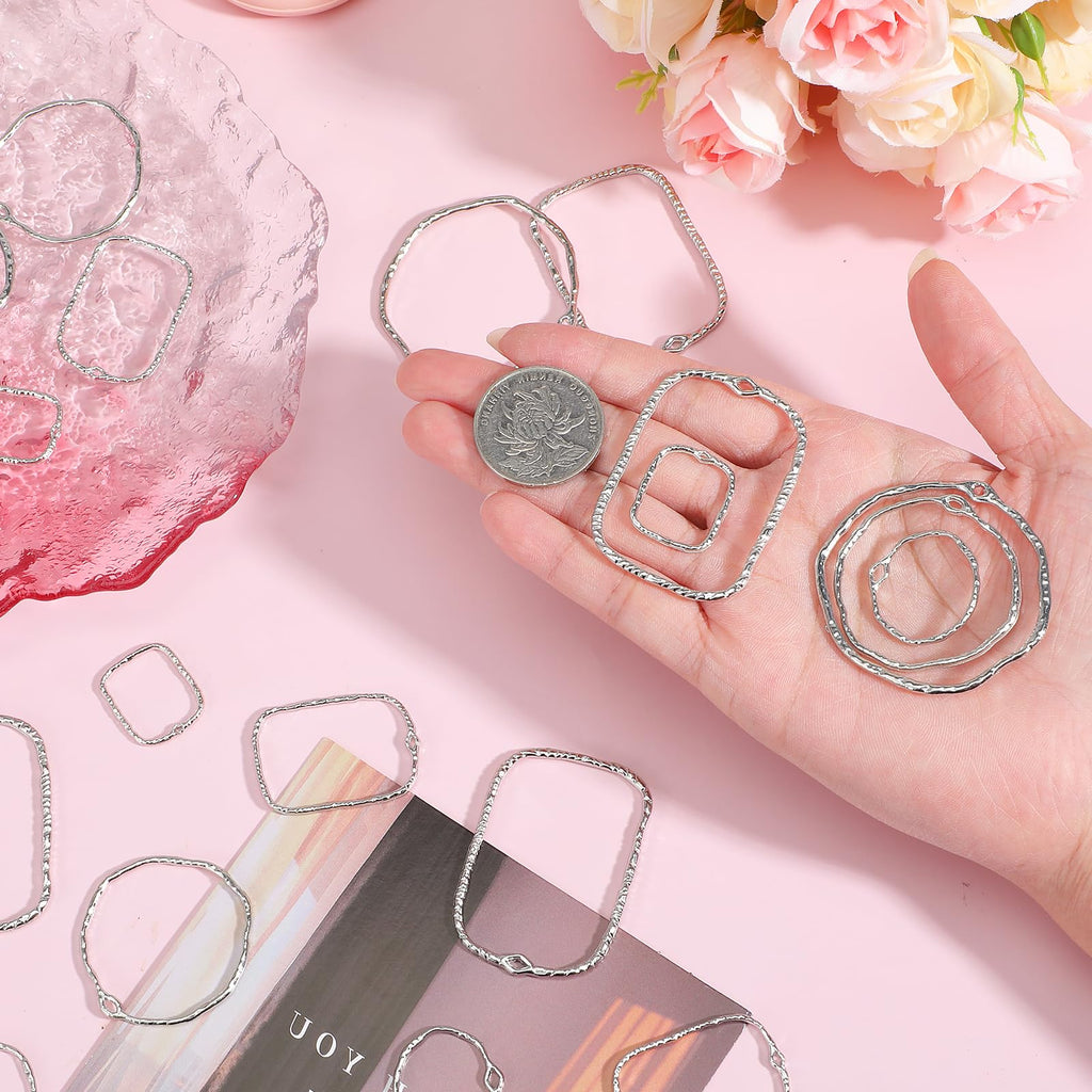 DIY Pendants - 48 Pcs Alloy Open Back Bezels  6 Styles