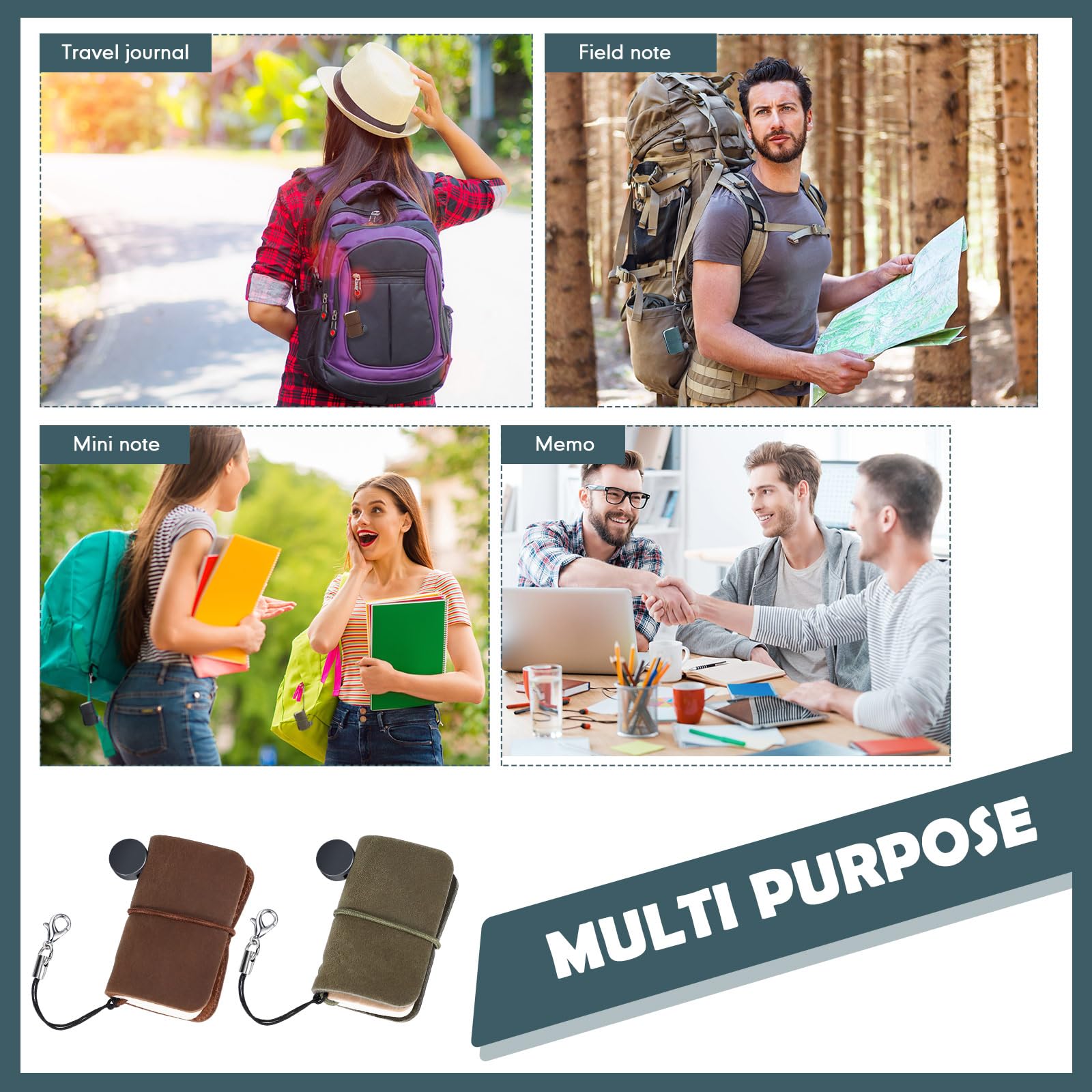 4 Pcs Mini Journal Notebooks Vintage Portable Leather Cover