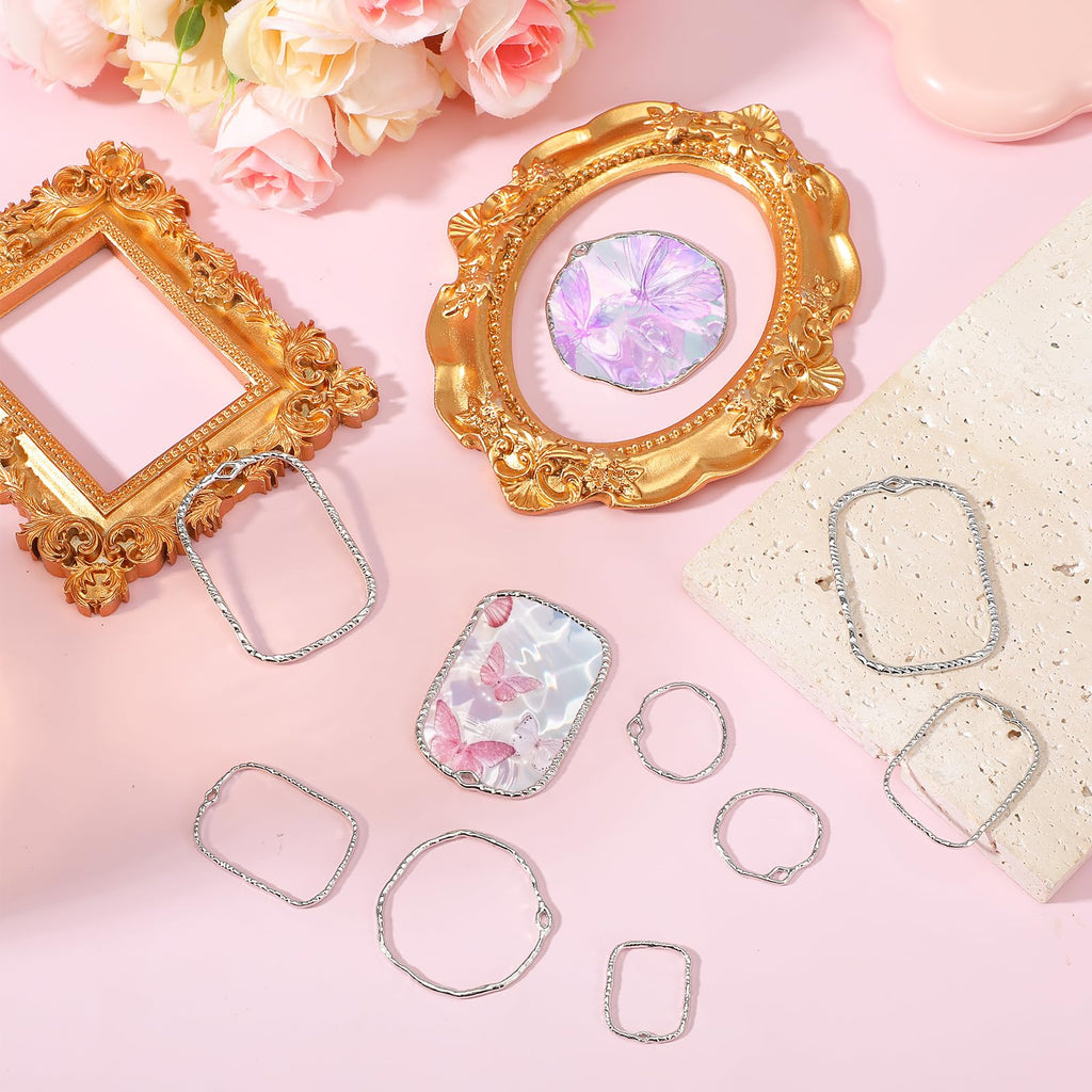 DIY Pendants - 48 Pcs Alloy Open Back Bezels  6 Styles