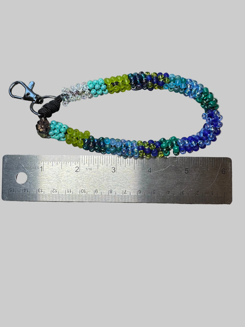 BLACK HAND BEADED PARACORD KEYCHAIN WRISTLET
